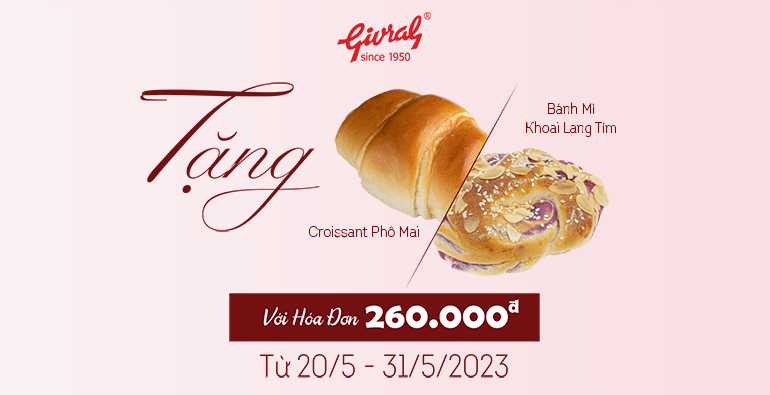 TẶNG BÁNH CROISSANT PHÔ MAI/ BÁNH MÌ KHOAI LANG TÍM