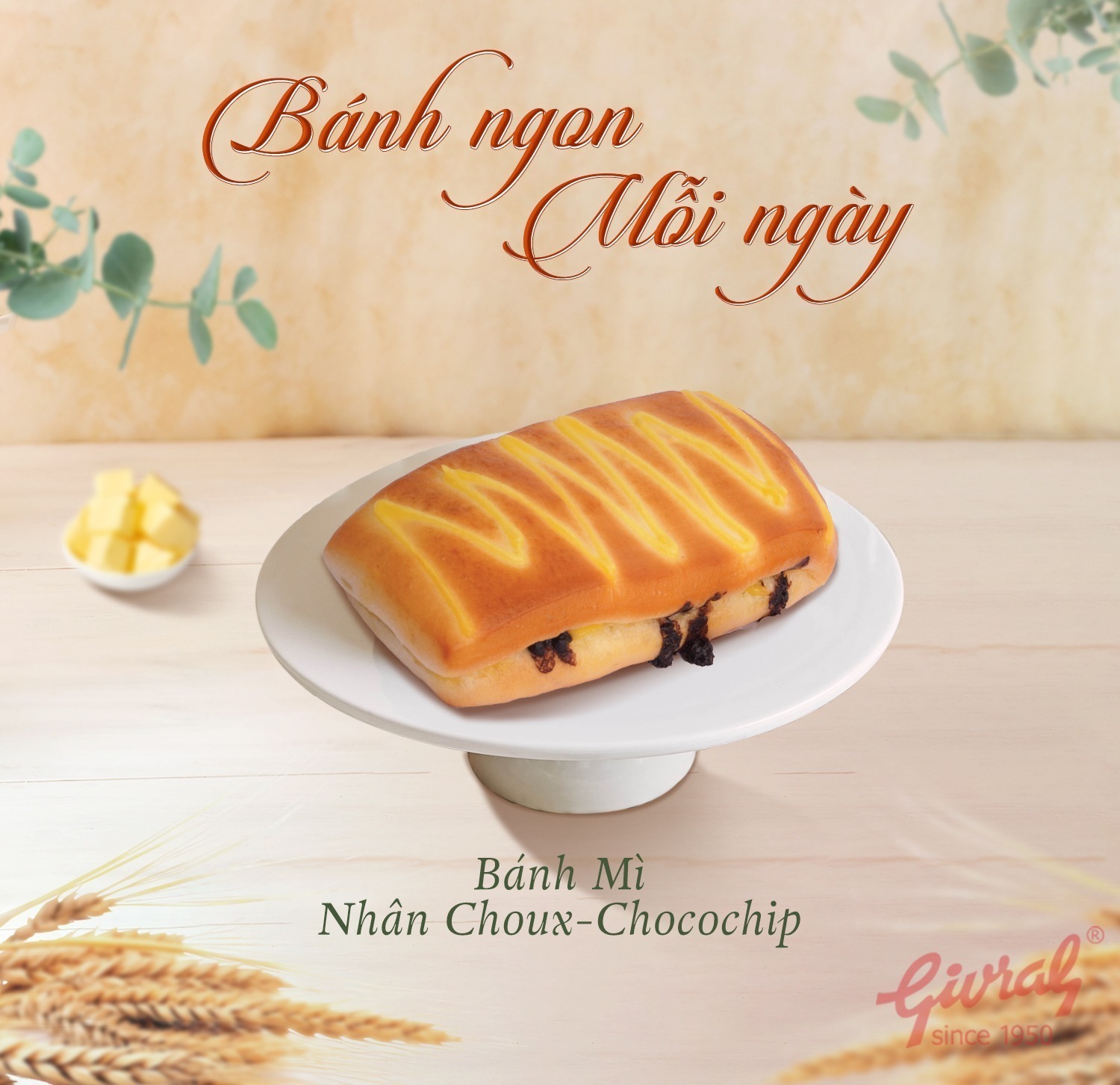 BÁNH MÌ NHÂN CHOUX - CHOCOCHIP - Givral Bakery